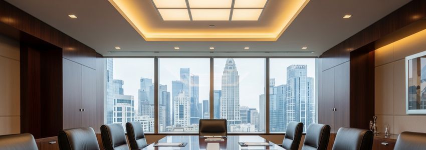 Executive boardroom for $3 million business loan financing meeting