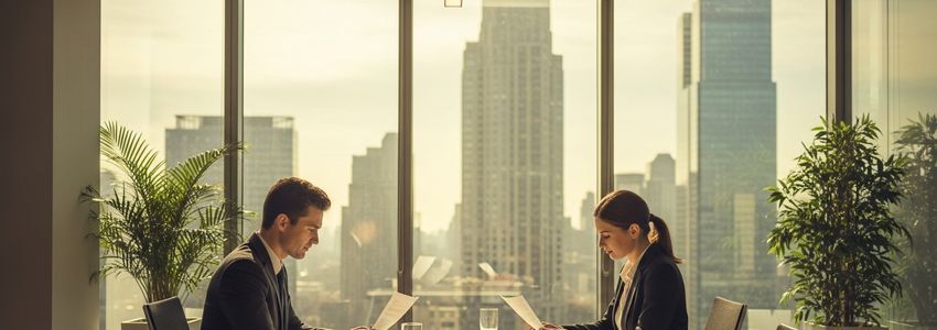 Professional business advisor explaining the 5 C's of credit to a small business owner