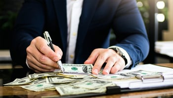 A business owner budgeting loan funds for business growth.