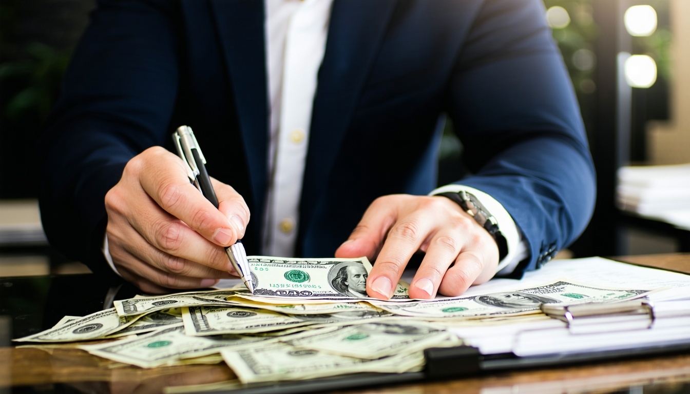 A business owner budgeting loan funds for business growth.