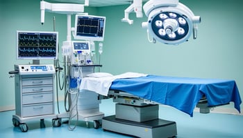 Anesthesia workstation in a surgical suite leased through medical equipment financing
