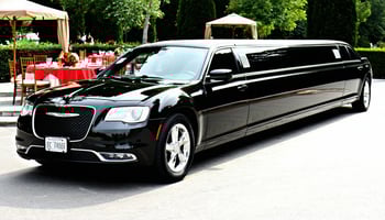 Black stretch limousine parked at an event, financed by a commercial vehicle loan
