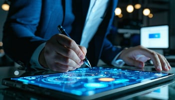 Business owner applying for a loan to fund technology upgrade