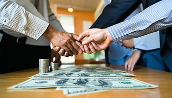 Business team discussing strategies for managing cash flow during tough economic times.