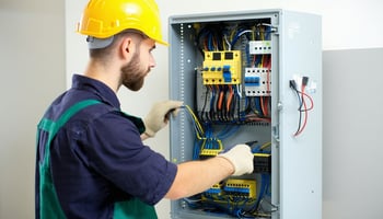 Electrical contractor using new circuit diagnostic tool purchased through financing