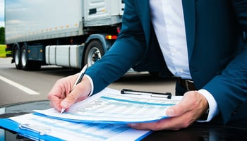 Georgia trucking company owner reviewing business loan documents