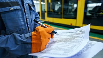 Illinois manufacturer reviewing equipment loan paperwork