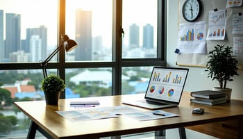  Reviewing the debt-to-equity ratio on a financial dashboard.