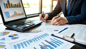 A business owner analyzing their financial statements to assess profitability and cash flow.
