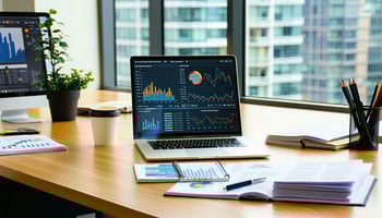 A business owner reviewing financial documents for a loan application.