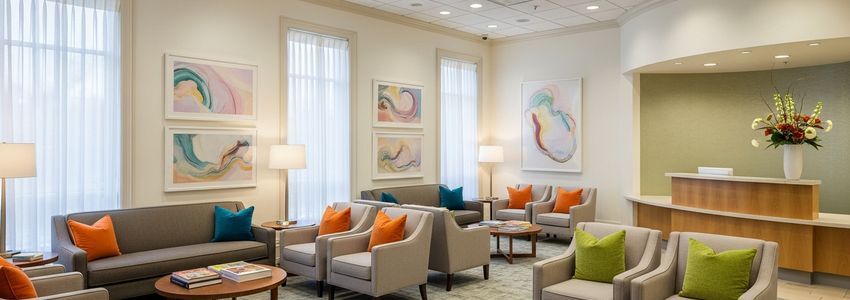 ABA therapy practice clinic waiting room - professional and welcoming space funded by business loans