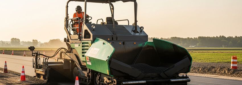Asphalt paver financing for contractors - commercial paving equipment on a road construction project
