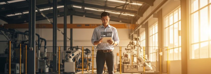 Business owner reviewing automation financing options for their company
