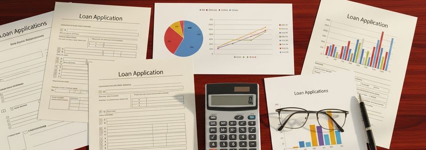 A business owner reviewing financial documents and considering different business financing options.