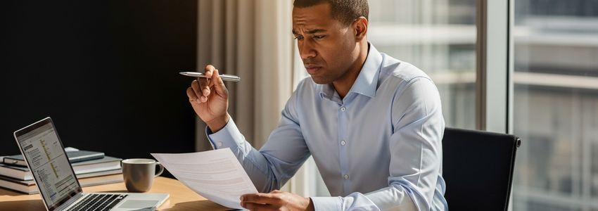 Stressed man due to a business loan scam.