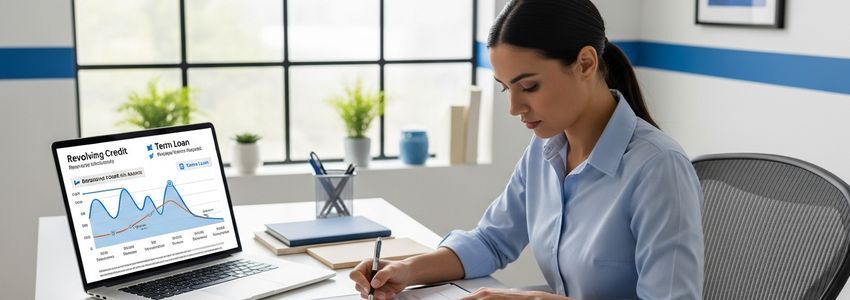 Business owner comparing business line of credit vs term loan financing options