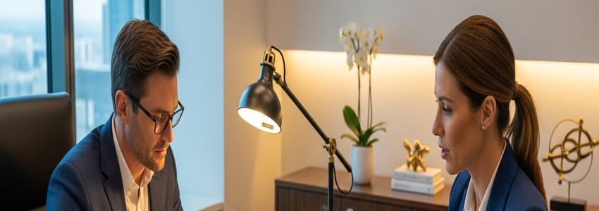 Business owner reviewing partner buyout loan documents with a financial advisor