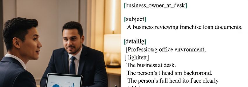 Franchise loan documents and financial planning materials on a professional desk
