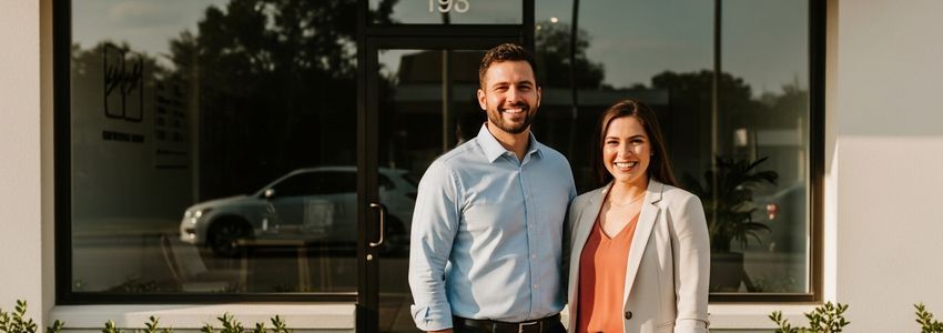 Small business owners in Columbus, Georgia reviewing business loan options