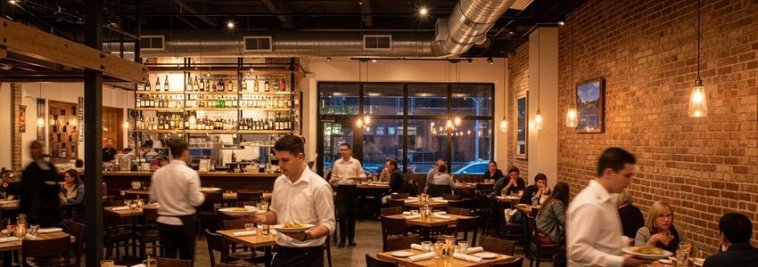 Columbus Ohio restaurant interior showing dining room with warm lighting for restaurant loans guide