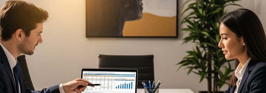 Hotel franchise investor reviewing loan documents with a lender