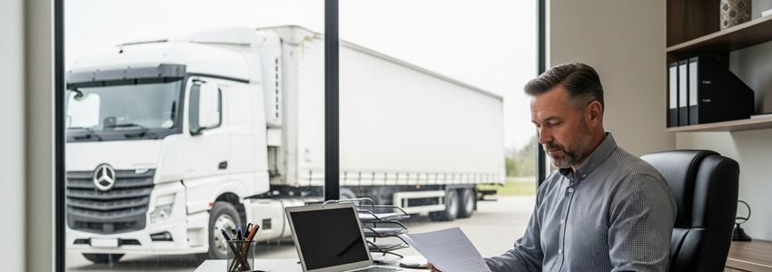 Trucking company owner reviewing commercial financing options