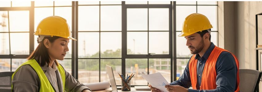 Construction line of credit - contractor reviewing project financing documents