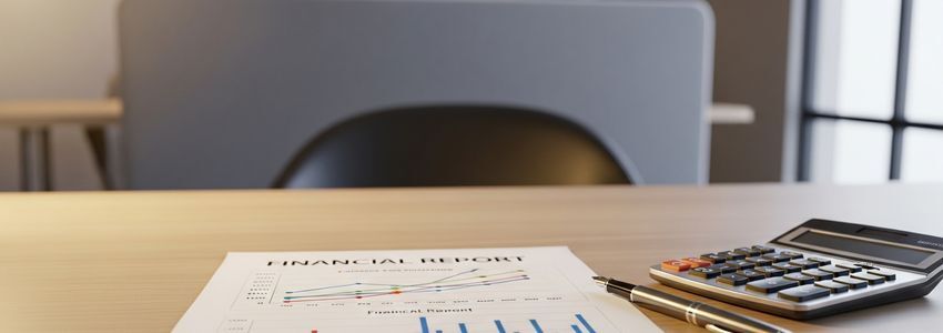 Business credit score report with financial charts on a desk representing loan approval rates
