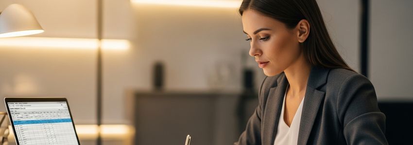 Childcare business owner reviewing financing documents for daycare expansion