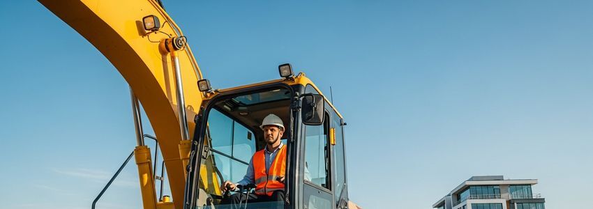 Small business owner operating construction equipment financed through bad credit equipment financing