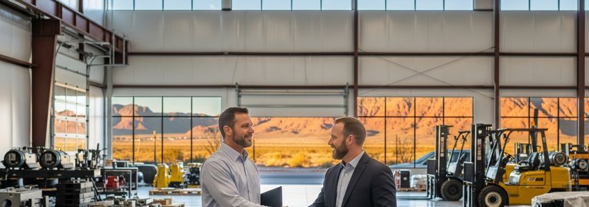 Nevada business owner reviewing equipment financing options at a desk