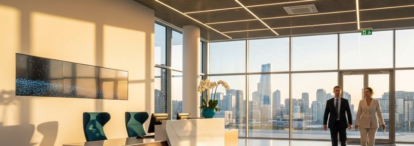 Business professionals in a corporate office discussing business expansion financing