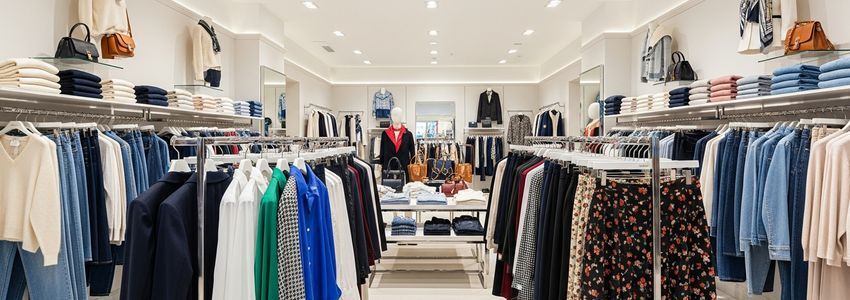 Fashion retail store with inventory racks and clothing displays for retail inventory financing guide
