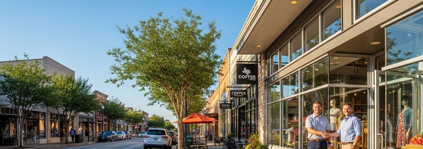 Small business owners in McKinney, Texas business district