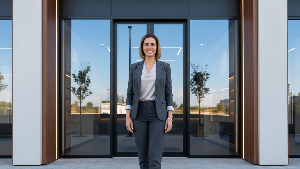 Small business owner standing in front of an expanding business storefront
