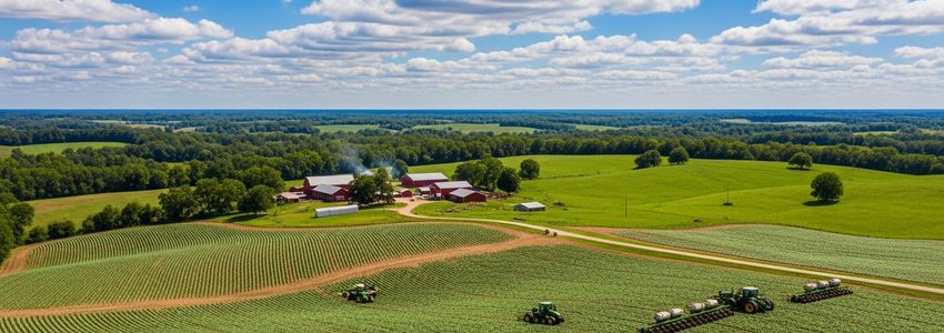 Georgia agricultural farm with crops and equipment