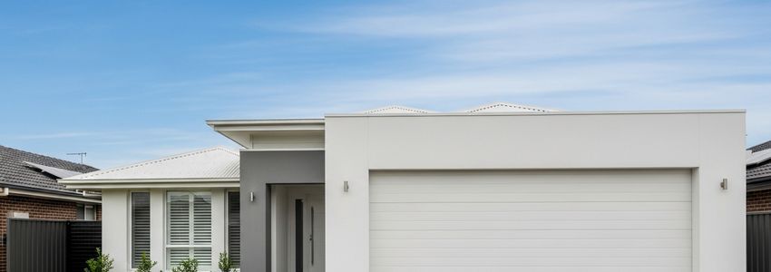 Professional garage door installation at a residential home