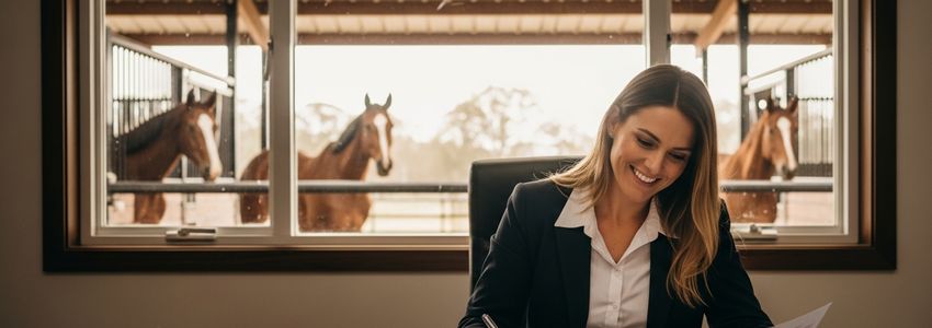 Horse business owner reviewing equestrian business loan options with Crestmont Capital