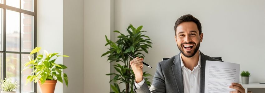 Business owner reviewing approved $250K business loan documents