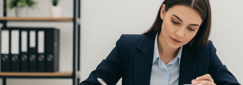 Business owner carefully reading a business loan contract
