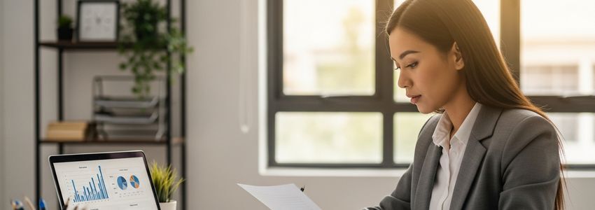 Small business owner reviewing financial documents and cash flow charts to improve business liquidity