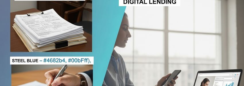 Business owner using digital lending platform on smartphone and laptop for fast loan approval