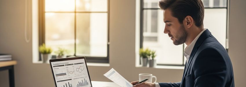 Business owner reviewing financing documents for a bad credit business line of credit
