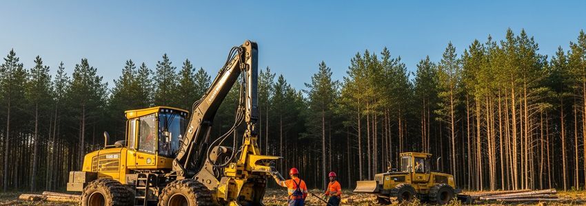 Logging equipment financing - feller buncher and skidder working at a timber harvest site