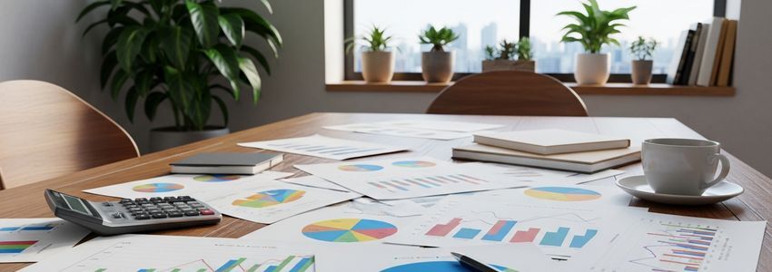 Financial charts and documents on a desk representing cash flow management for small businesses