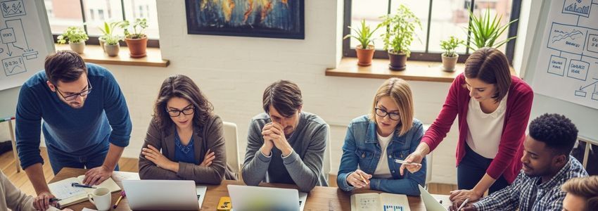 Business team planning marketing strategy and financing options
