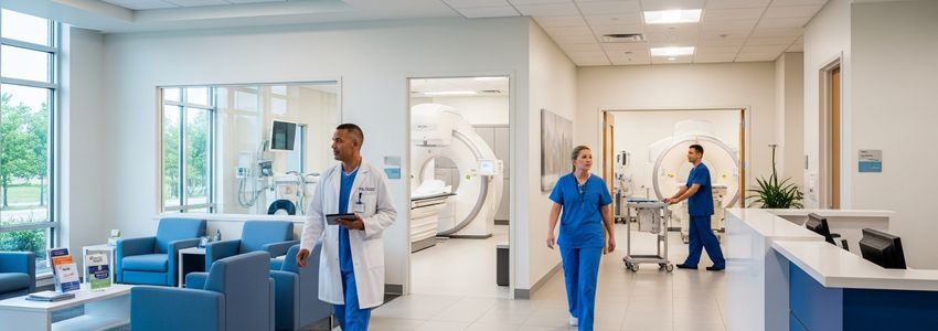 Modern oncology practice facility with medical staff - oncology practice financing guide