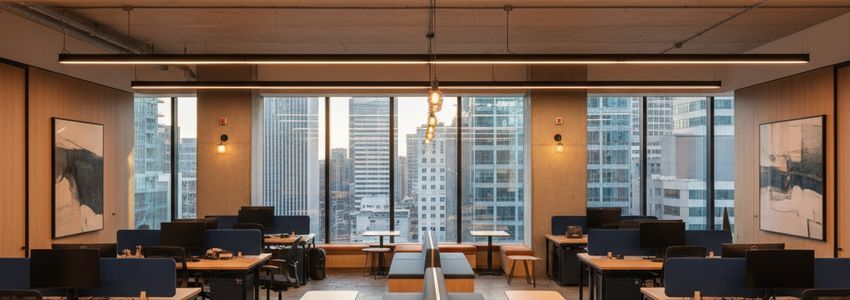 Modern office space with computers displaying financial dashboards - online business lending platforms