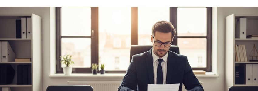 Personal injury attorney reviewing legal documents in professional office setting for law firm financing blog
