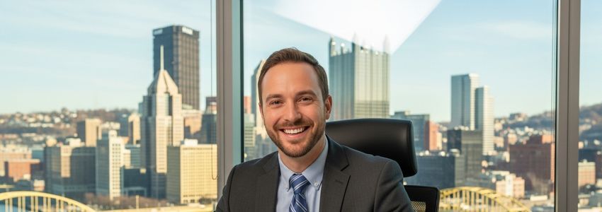 Small business owner reviewing financing documents in Pittsburgh Pennsylvania